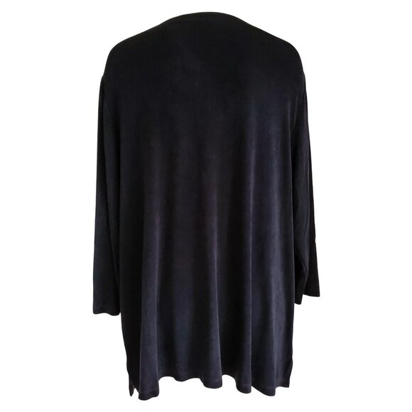 Chico's Travelers Lattice detail neckline Black Slinky Loose Fit Tunic Sz 4 XXL - Picture 3 of 14